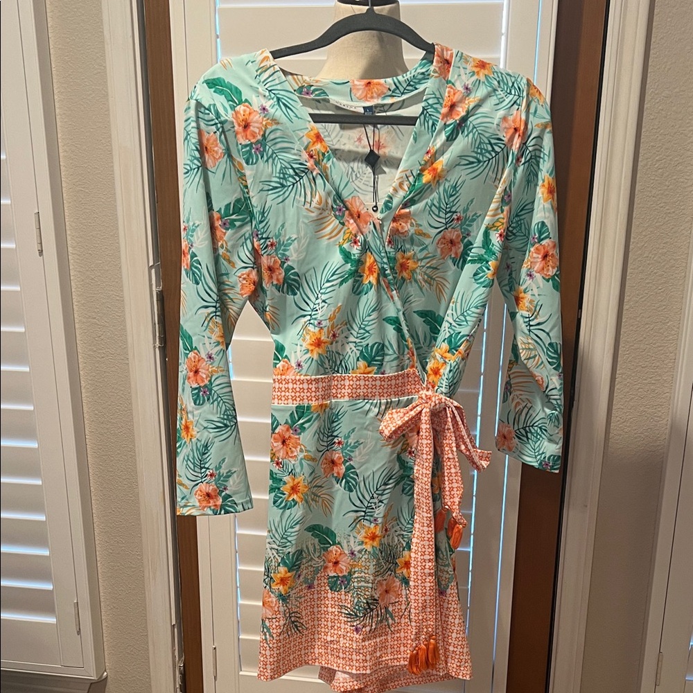 Cabana Life Floral Romper L NWT